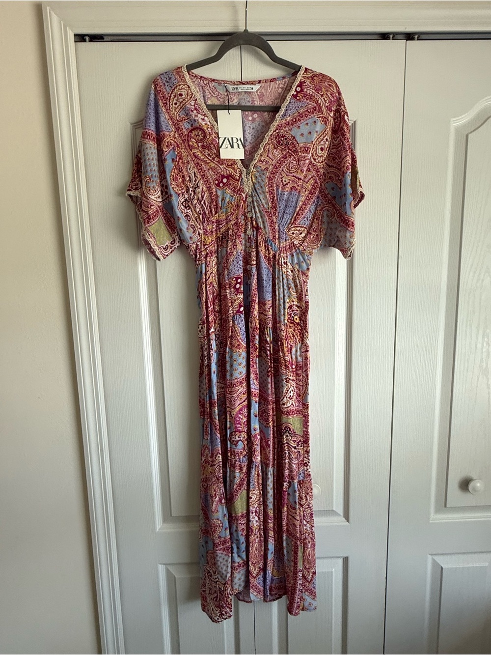 ZARA Multicolor Paisley Maxi Dress — Pink & Blue